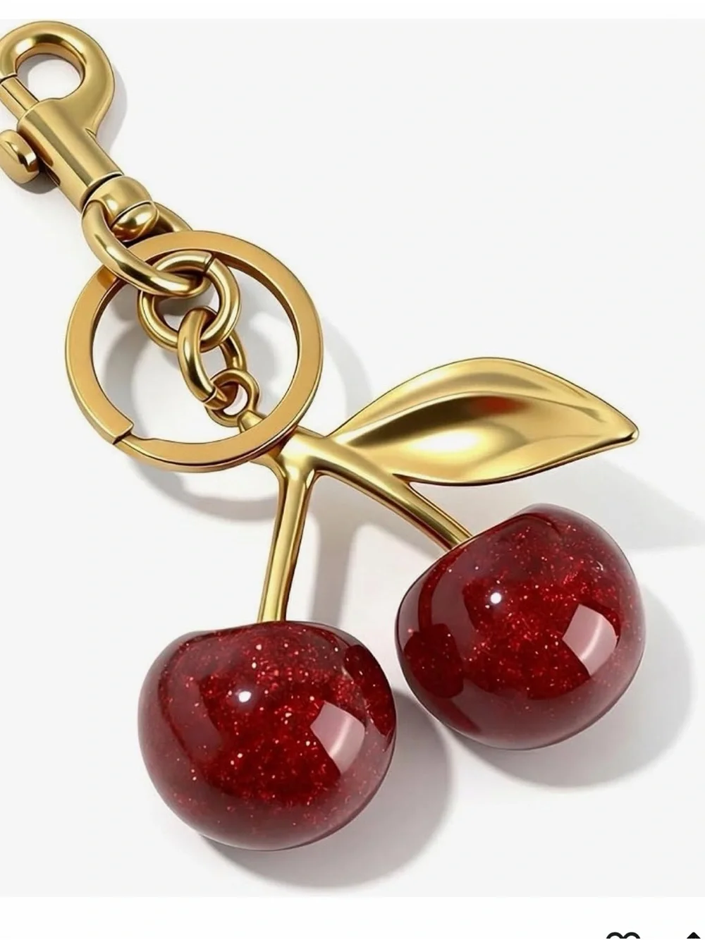 Designer inspired Cherry Gold Red Keychain Charm for Women